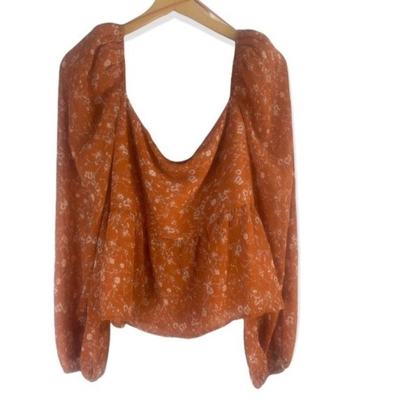 ASTR The Label Nordstrom Long Sleeve Sweetheart Top Rust Multi Floral XL NWT - Picture 4 of 12